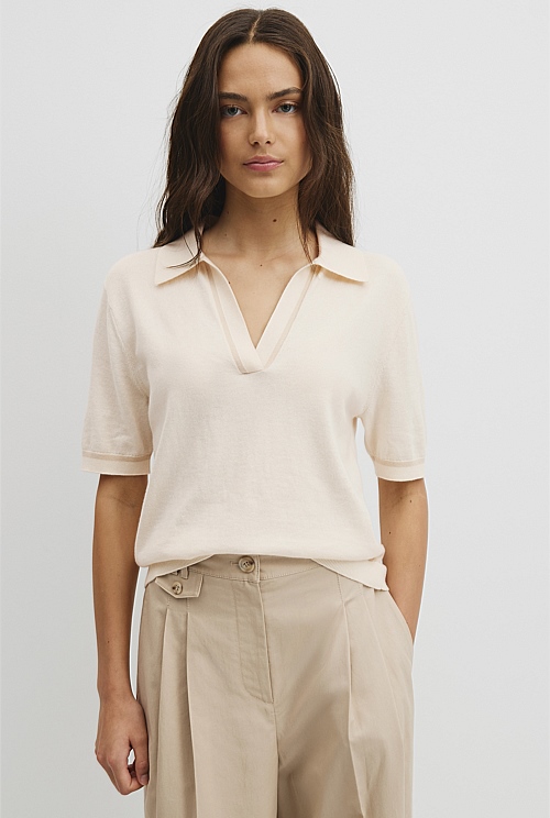 Cashmere Blend Short Sleeve Knit Cashmere Blend Short Sleeve Knit