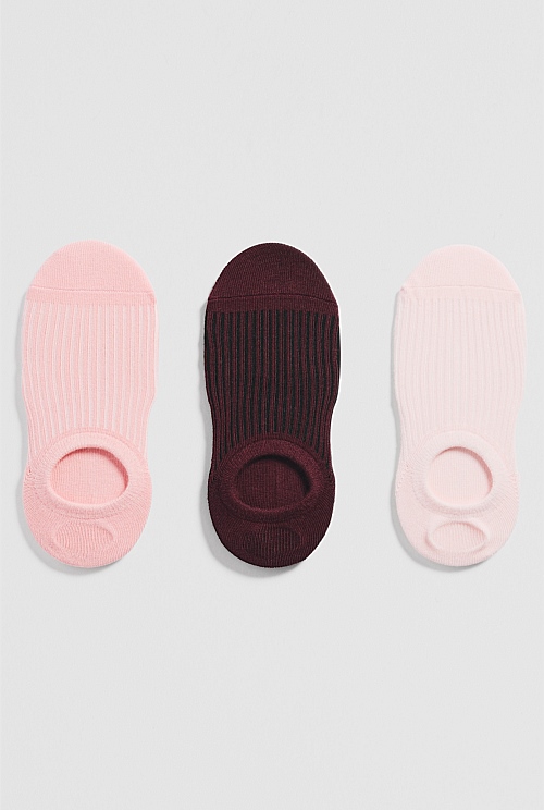 Australian Cotton Rib No-Show Sock Pack of 3 Australian Cotton Rib No-Show Sock Pack of 3