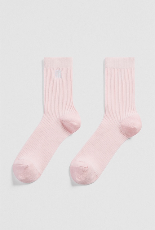 Australian Cotton Blend CR Ribbed Three Quarter Crew Sock Australian Cotton Blend CR Ribbed Three Quarter Crew Sock