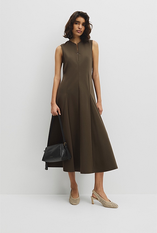 Panel Zip Neck Ponte Dress Panel Zip Neck Ponte Dress
