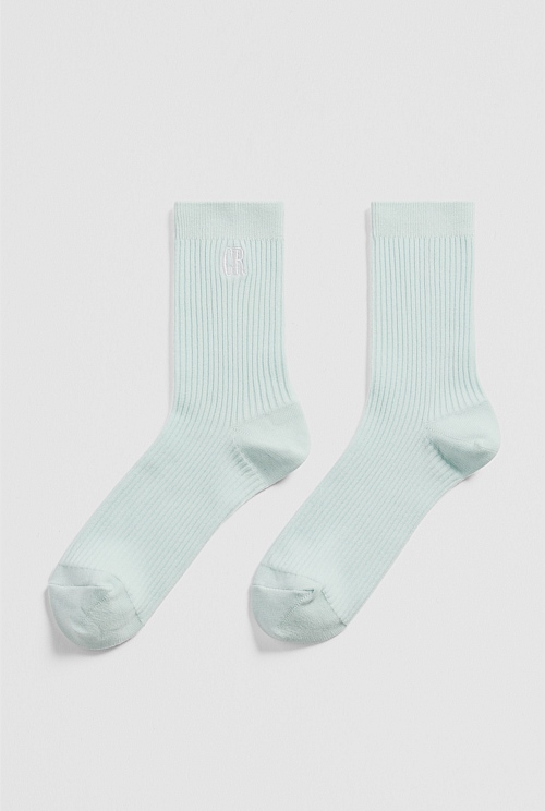 Australian Cotton Blend CR Ribbed Three Quarter Crew Sock Australian Cotton Blend CR Ribbed Three Quarter Crew Sock