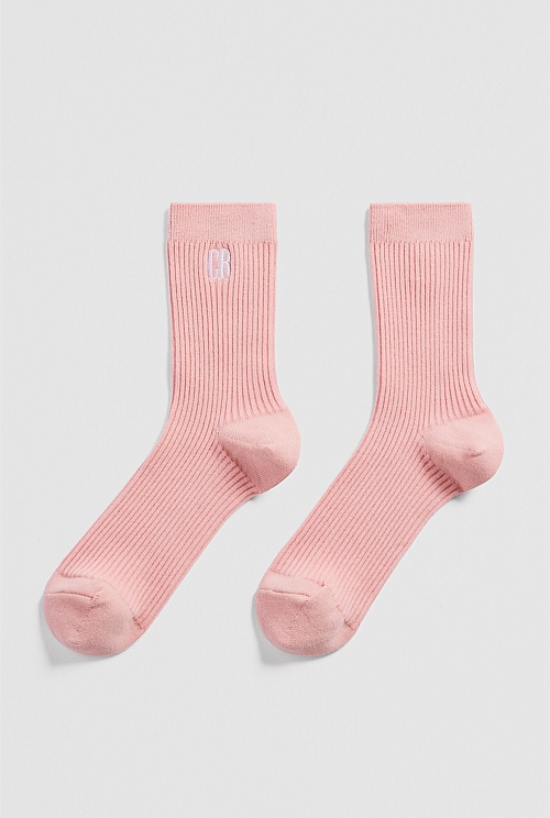 Australian Cotton Blend CR Ribbed Three Quarter Crew Sock Australian Cotton Blend CR Ribbed Three Quarter Crew Sock