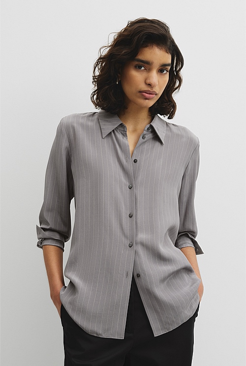 Pinstripe Silk Shirt Pinstripe Silk Shirt