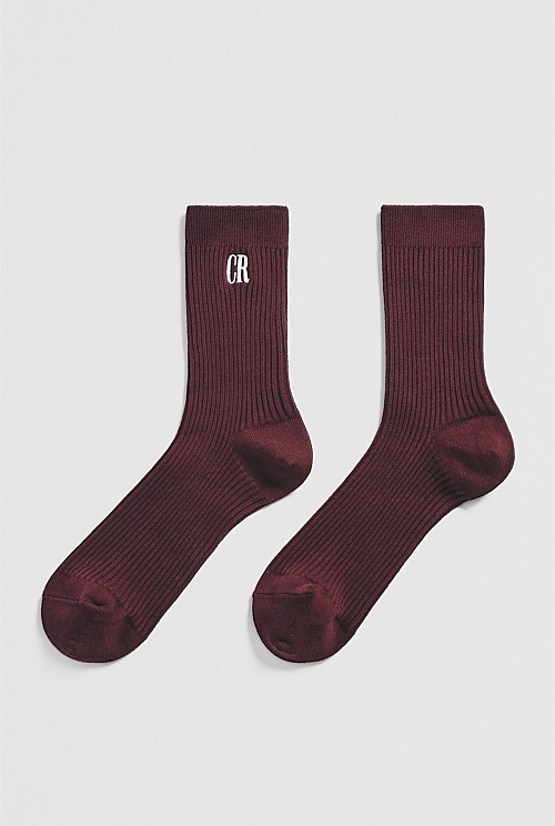 Australian Cotton Blend CR Ribbed Three Quarter Crew Sock Australian Cotton Blend CR Ribbed Three Quarter Crew Sock