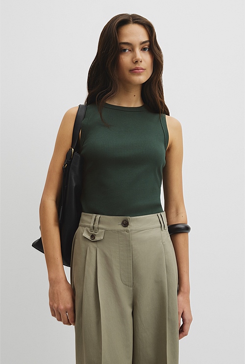 Australian Cotton High Neck Tank Australian Cotton High Neck Tank