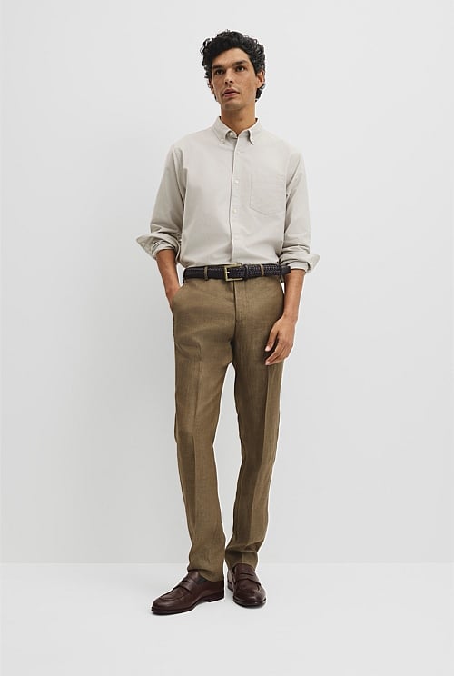 Regular Fit Tapered Linen Pant