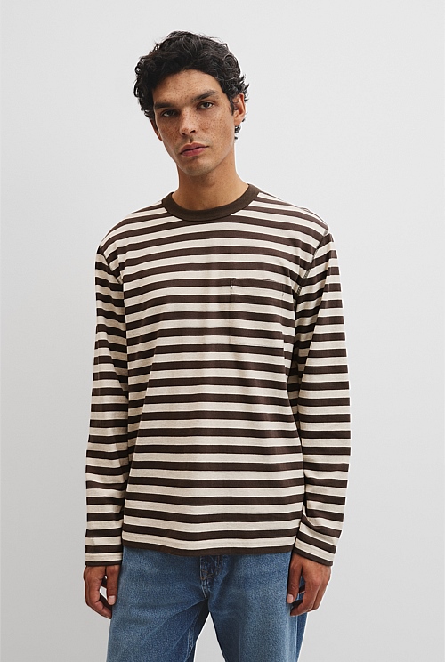 Australian Cotton Long Sleeve Stripe T-Shirt Australian Cotton Long Sleeve Stripe T-Shirt