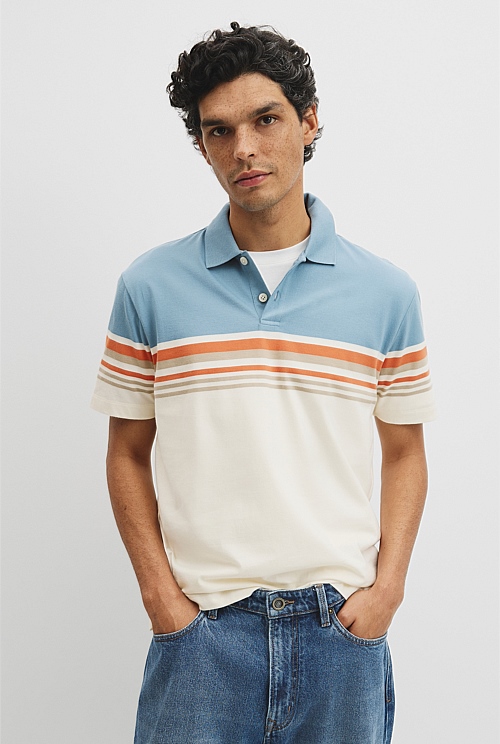 Australian Cotton Short Sleeve Engineered Button Polo Australian Cotton Short Sleeve Engineered Button Polo