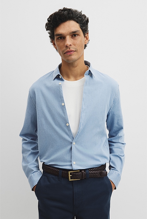 Slim Fit Chambray Shirt Slim Fit Chambray Shirt