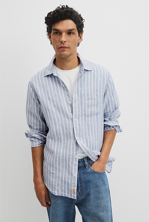 Regular Fit Linen Stripe Shirt Regular Fit Linen Stripe Shirt
