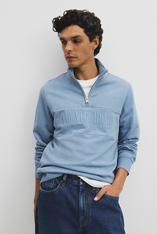 Australian Cotton Half Zip Heritage Sweat Australian Cotton Half Zip Heritage Sweat