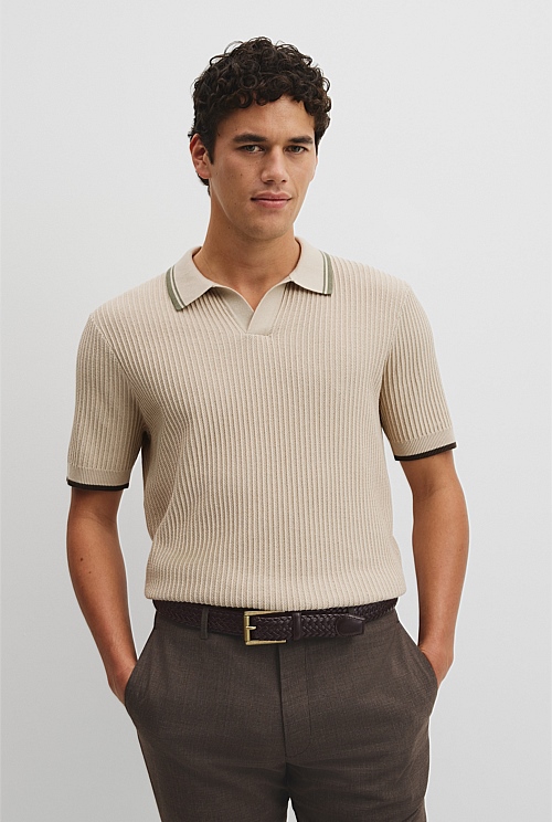 Australian Good Earth Cotton Tapered Trophy Polo Australian Good Earth Cotton Tapered Trophy Polo
