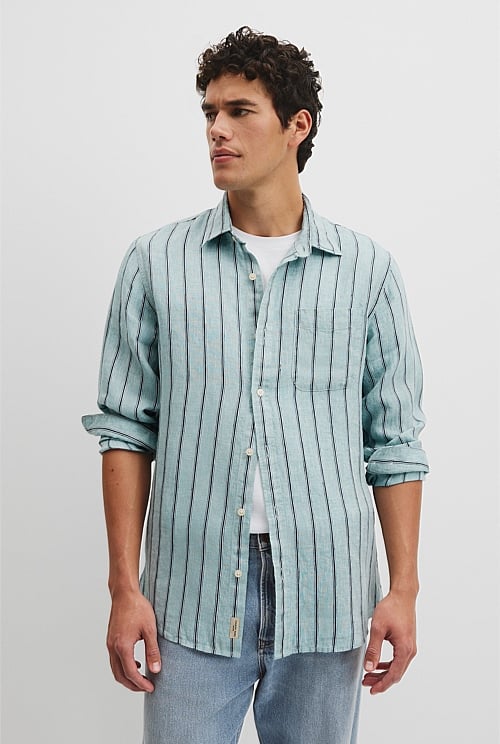 Regular Fit Linen Stripe Shirt Regular Fit Linen Stripe Shirt