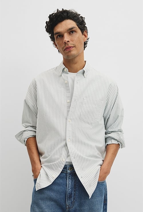 Regular Fit Australian Good Earth Cotton Oxford Stripe Shirt Regular Fit Australian Good Earth Cotton Oxford Stripe Shirt