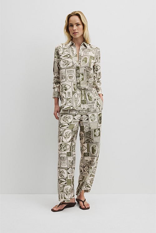 Print Washable Silk Pant Print Washable Silk Pant