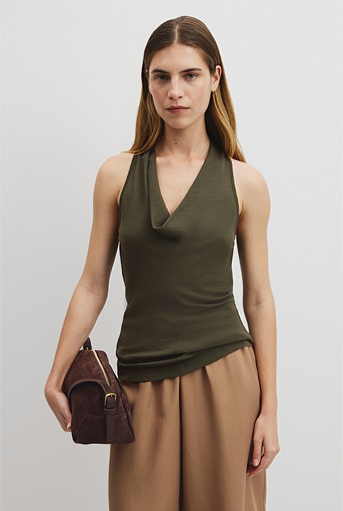V-Neck Wool Drape Top V-Neck Wool Drape Top