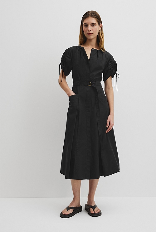 Gathered Sleeve Midi Dress Gathered Sleeve Midi Dress