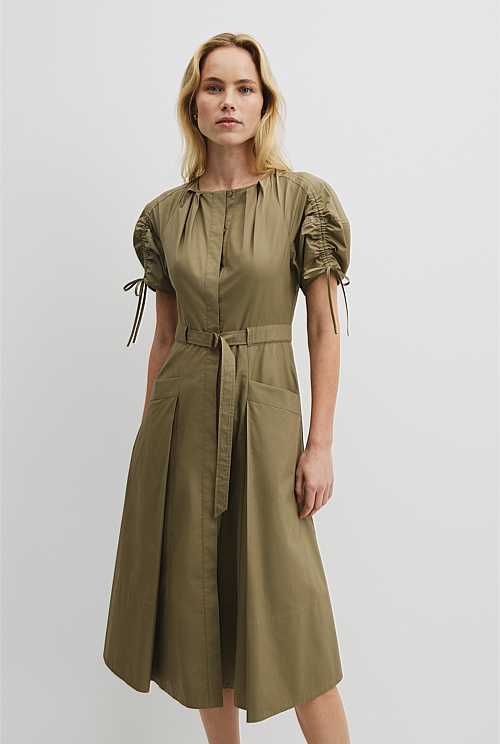 Gathered Sleeve Midi Dress Gathered Sleeve Midi Dress