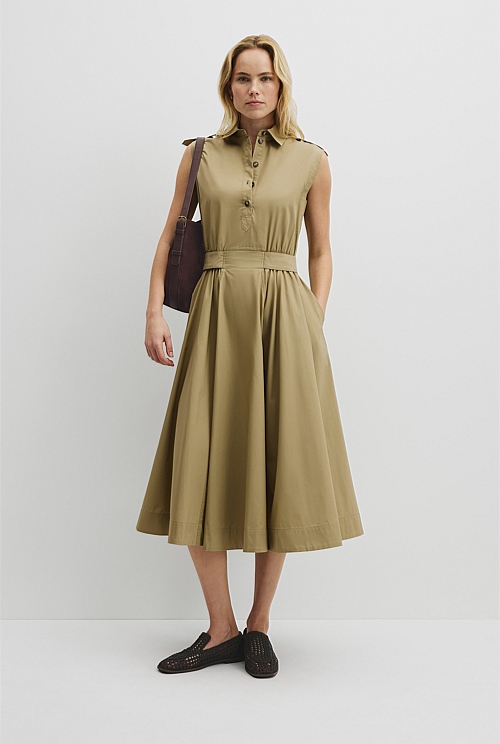 Australian Cotton Fit-and-Flare Midi Dress Australian Cotton Fit-and-Flare Midi Dress