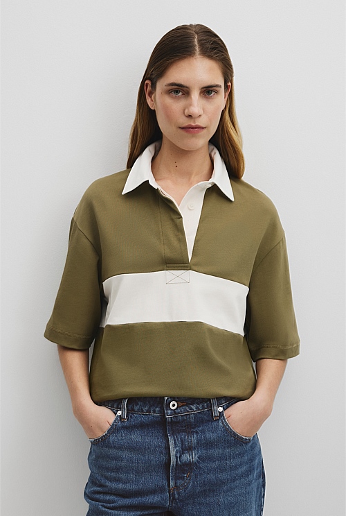 Australian Cotton Short Sleeve Workwear Block Rugby Polo Australian Cotton Short Sleeve Workwear Block Rugby Polo