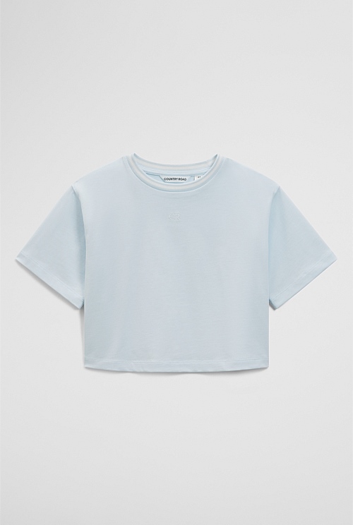 Australian Cotton Short Sleeve Crop Boxy T-Shirt Australian Cotton Short Sleeve Crop Boxy T-Shirt