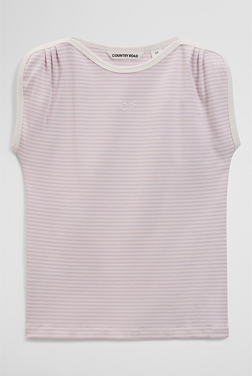 Australian Cotton Short Sleeve Stripe Rib T-Shirt Australian Cotton Short Sleeve Stripe Rib T-Shirt