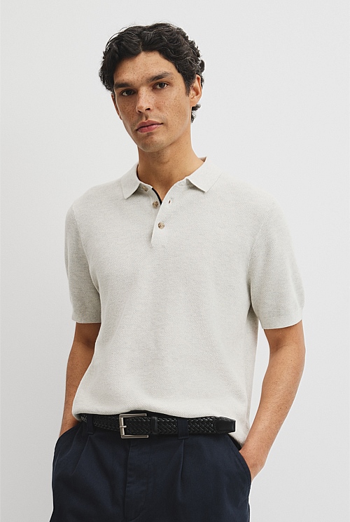 Short Sleeve Australian Good Earth Cotton Pique Knit Polo Short Sleeve Australian Good Earth Cotton Pique Knit Polo