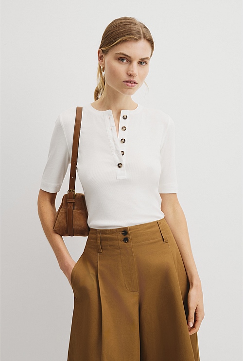 Fine Rib Henley T-Shirt Fine Rib Henley T-Shirt