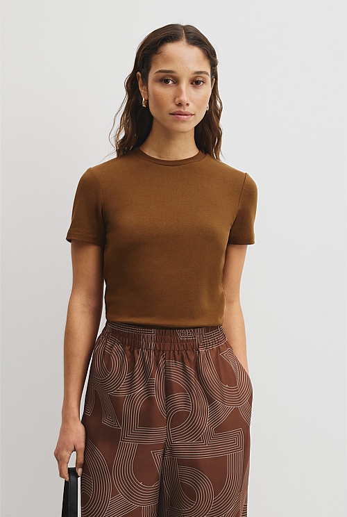 Australian Cotton Blend Fitted T-Shirt