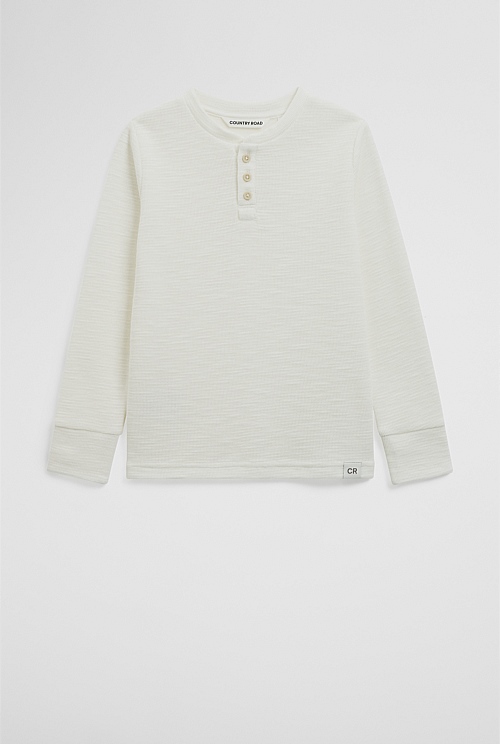 Organically Grown Cotton Blend Slub Texture Henley