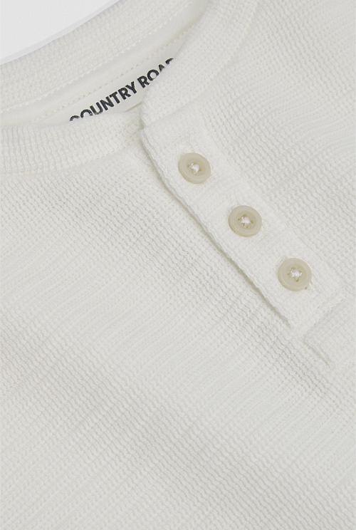 Organically Grown Cotton Blend Slub Texture Henley