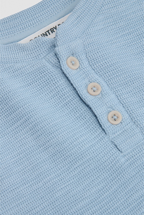 Organically Grown Cotton Blend Slub Texture Henley