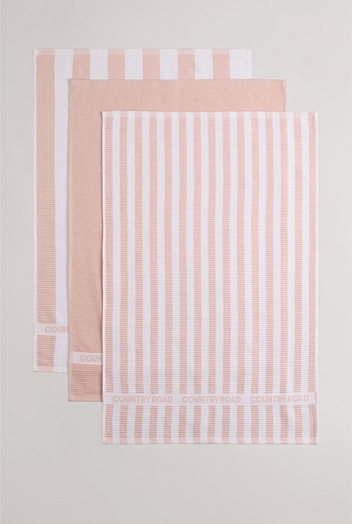 CR Stripe Australian Cotton Tea Towel Pack of 3