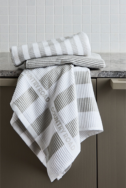 Australian Cotton CR Stripe Tea Towel Pack of 3