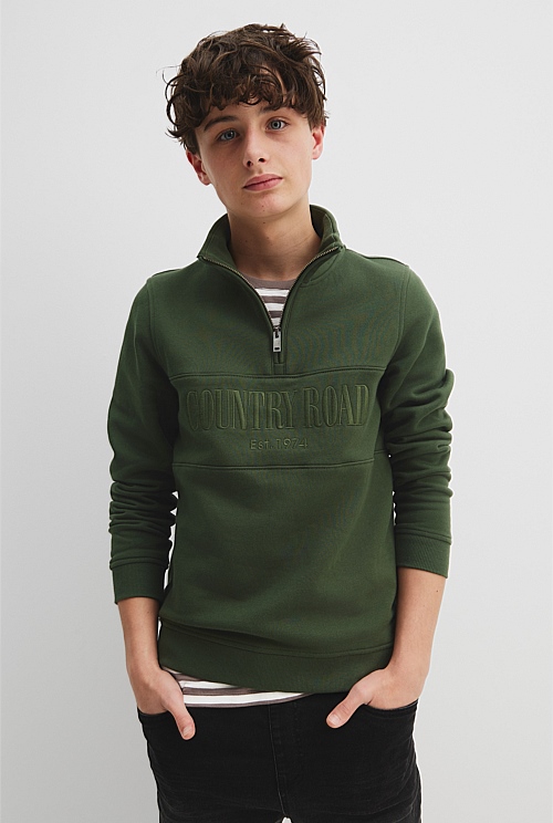 Teen Verified Australian Cotton Heritage Half Zip Sweat