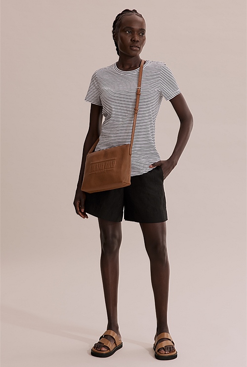 Short Sleeve Cotton Slub Stripe T-Shirt