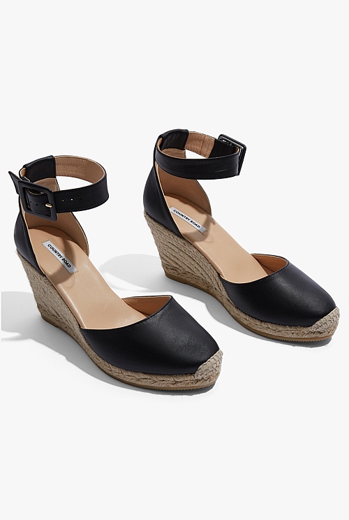 Carolina Leather Espadrille Wedge