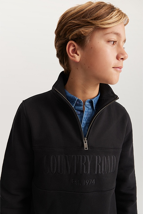 Teen Verified Australian Cotton Heritage Half Zip Sweat