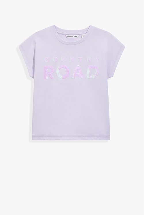 Organically Grown Cotton Sequin Logo T-Shirt