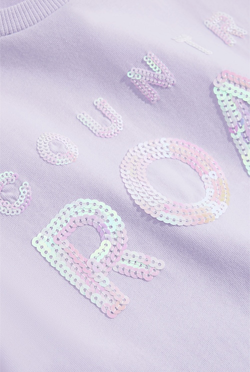 Organically Grown Cotton Sequin Logo T-Shirt