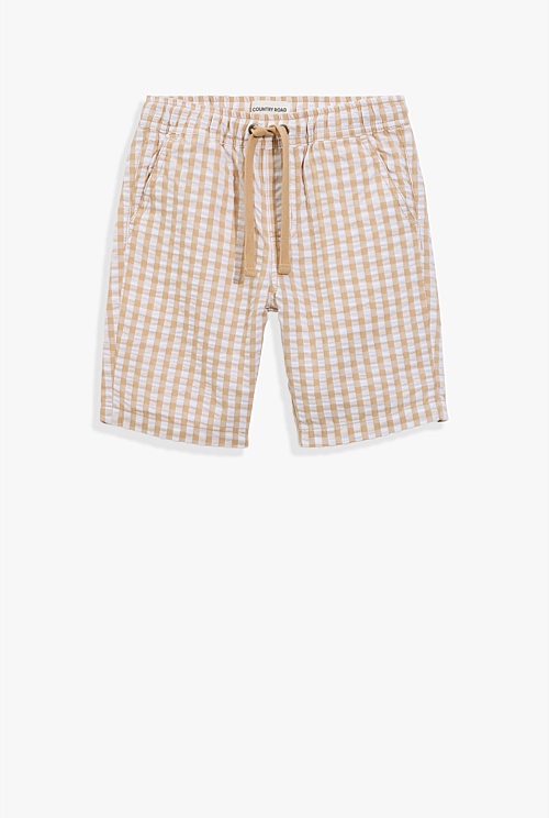 Organically Grown Cotton Blend Gingham Short