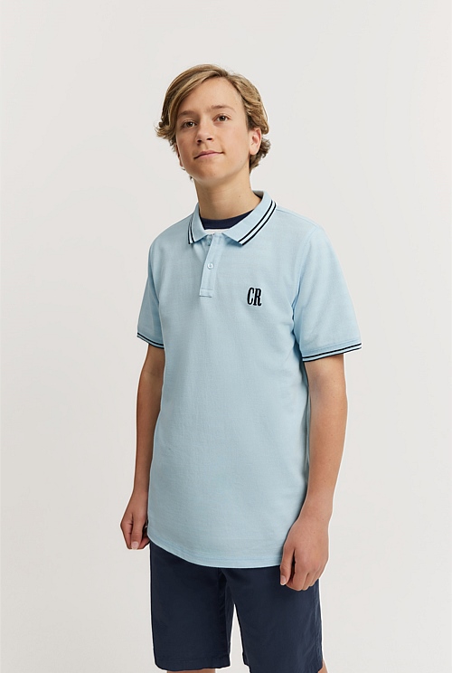 Teen Recycled Cotton Blend Logo Polo Shirt