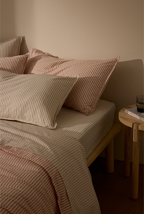 Brae Australian Cotton Stripe King Flat Sheet