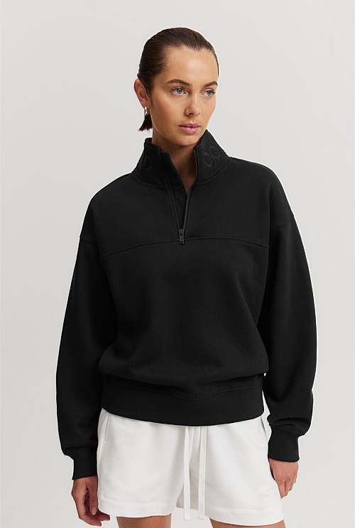 Australian Good Earth Cotton Zip Collar Sweat