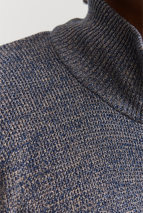 Australian Cotton Textured Half Zip Knit