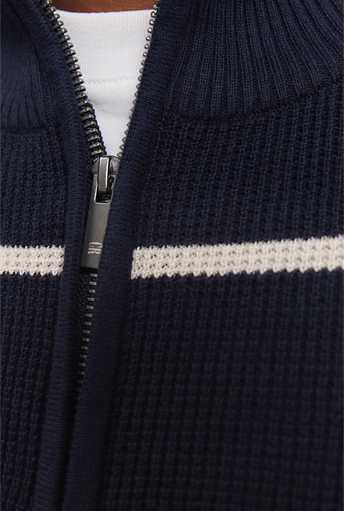 Australian Cotton Stripe Half Zip Knit