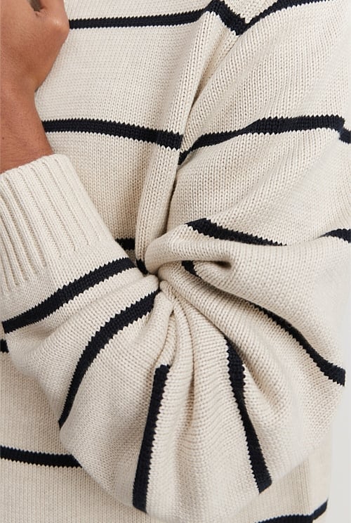 Australian Cotton Stripe Crew Neck Knit