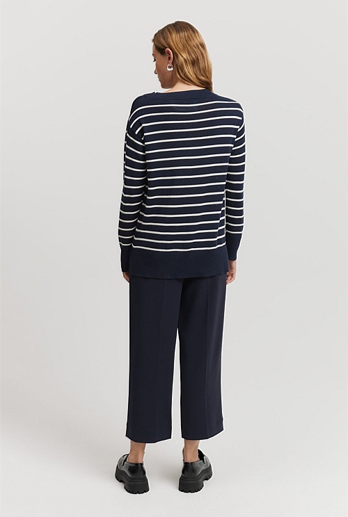 Verified Australian Merino Wool Stripe Crew Knit