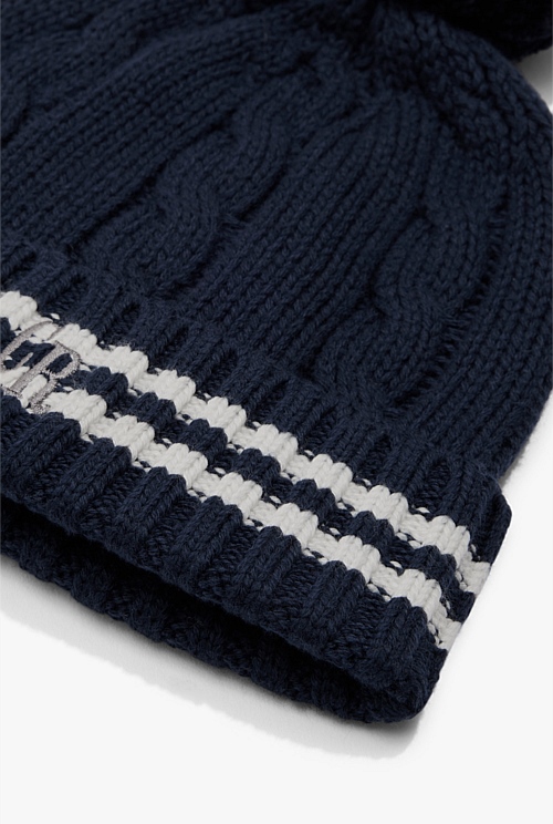 Organically Grown Cotton Blend Varsity Knit Beanie