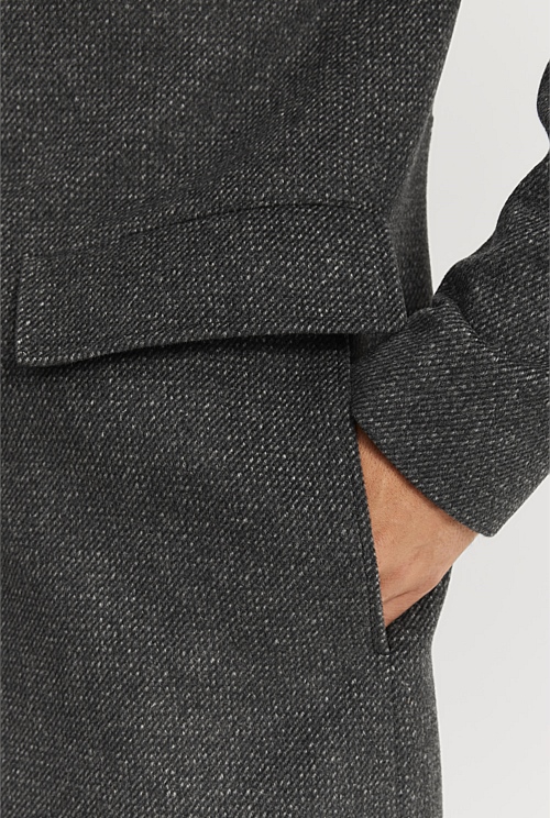 Recycled Wool Blend Funnel Neck Coat